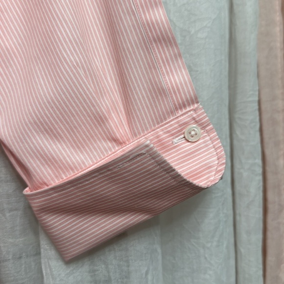 NWOT Brooks Brothers 10 Fitted Non-Iron Pink & White Stripe Item#4B - Picture 3 of 5